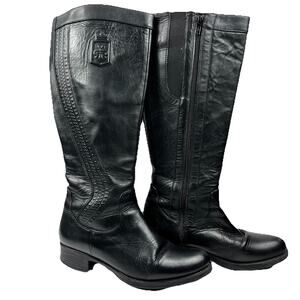 Lyard Woman’s Leather Tall Riding Boots Black Size 7 Equestrian Embossed Classic
